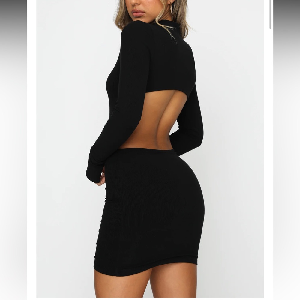 White Fox long sleeve backless dress